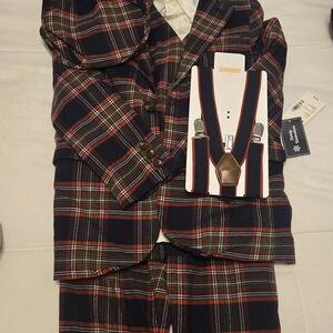 Gymboree Kids Plaid Suit Set with Suspenders